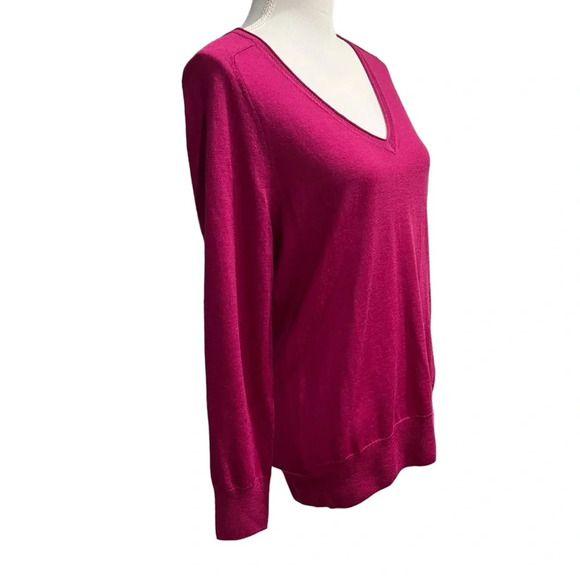 Trina Turk Long Sleeve V Neck Merino Wool Sweater Pink Women’s Size Small NWT - Picture 2 of 11
